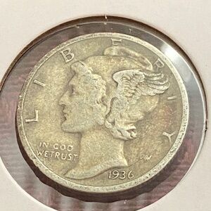 Vintage 1936D Mercury Dime Coin